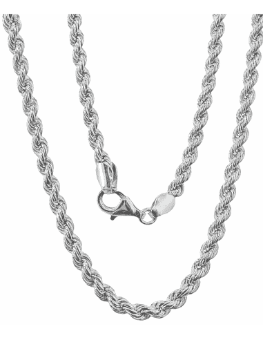 Cadena trenzada o Cordón Salomónico Unisex - Plata de ley