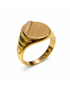 Sello Ovalado para Caballero - Oro Amarillo y Blanco 18K