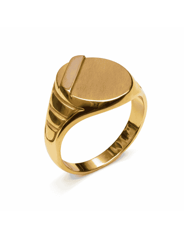 Sello Ovalado para Caballero - Oro Amarillo y Blanco 18K