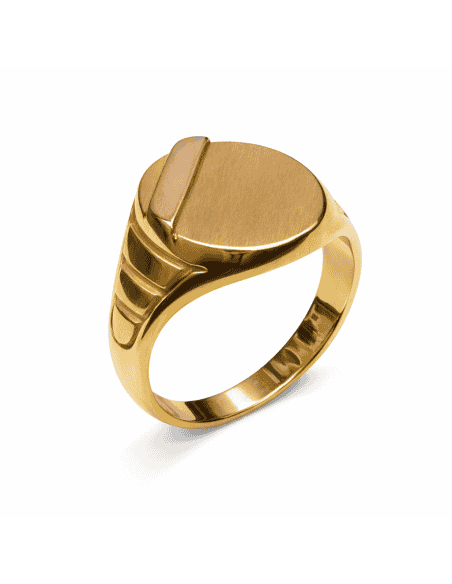 Sello Ovalado para Caballero - Oro Amarillo y Blanco 18K