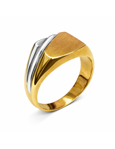 Sello Cuadrado para Caballero - Oro Amarillo y Blanco 18K