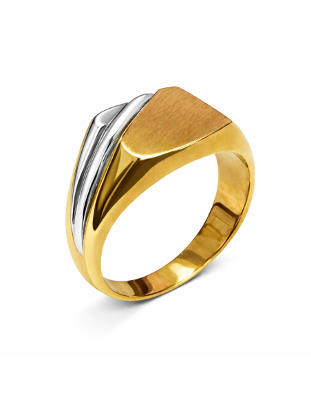 Sello Cuadrado para Caballero - Oro Amarillo y Blanco 18K