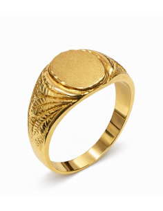 Sello Oval para caballero Hueco - Oro amarillo 18K