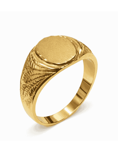 Sello Oval para caballero Hueco - Oro amarillo 18K
