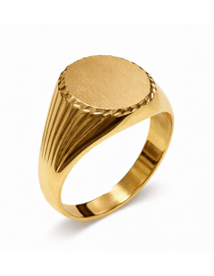 Sello Ovalado para Caballero con Grabado Lateral – Oro Amarillo 18K