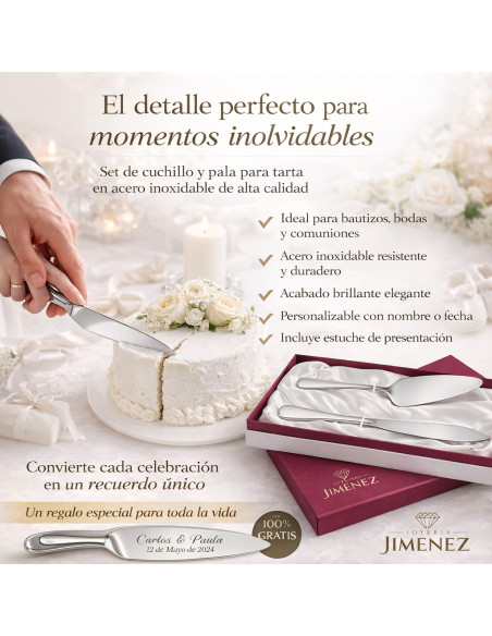 Estuche Cuchillo y Pala para Tarta de Acero (Personalizable)  – GA4023
