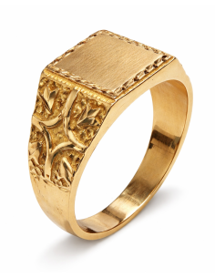 Sello de Oro Cuadrado para Caballero Hueco - Oro Amarillo 18K