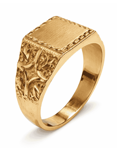Sello de Oro Cuadrado para Caballero Hueco - Oro Amarillo 18K