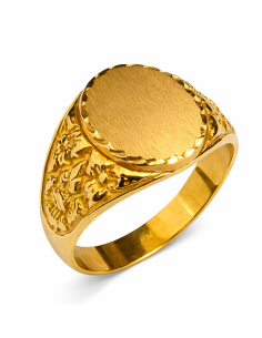 Sello Oval para Caballero Hueco - Oro Amarillo 18K