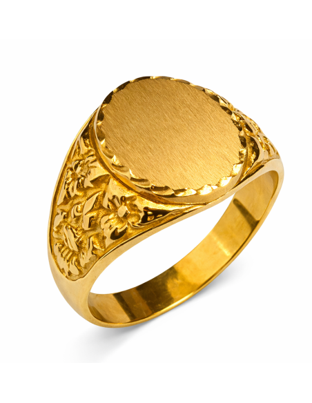 Sello Oval para Caballero Hueco - Oro Amarillo 18K