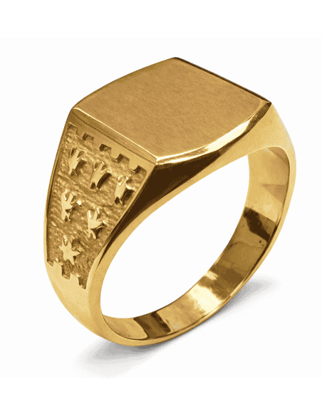 Sello Cuadrado para Caballero Hueco - Oro Amarillo 18K