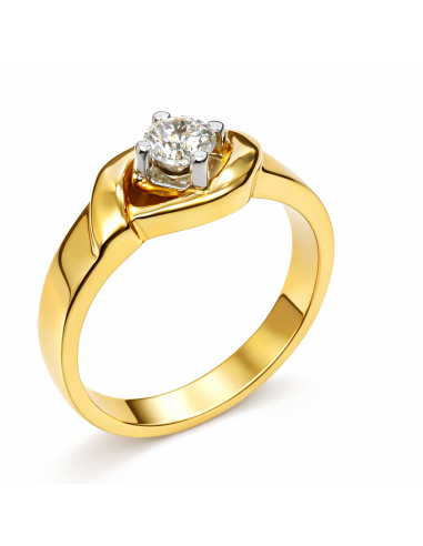 Anillo Solitario para Hombre con circonita y garras en Blanco -  Oro Amarillo y  Blanco 18K