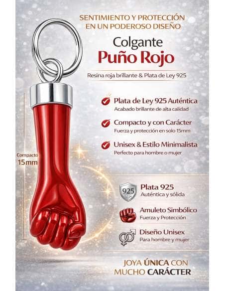 Colgante Puño rojo – Plata de ley