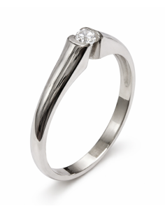 Anillo Solitario para Hombre con circonita -  Oro Blanco 18K