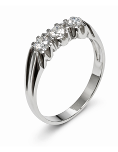 Anillo Tresillo para Hombre con circonitas -  Oro Blanco 18K