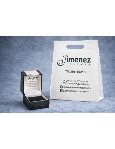 Anillo Solitario para Hombre con circonita -  Oro Amarillo y Blanco 18K