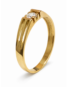 Anillo Solitario para Cadete con circonita -  Oro Amarillo 18K