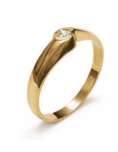 Anillo Solitario para Cadete con circonita -  Oro Amarillo 18K