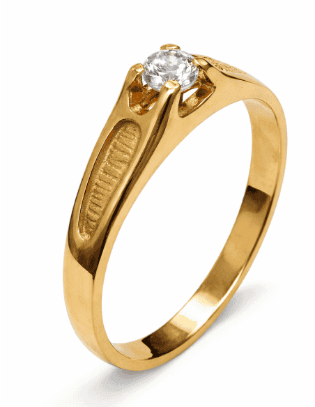 Anillo Solitario para Cadete con circonita -  Oro Amarillo 18K