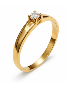 Anillo Solitario para Hombre o Cadete con circonita - Oro Amarillo 18K