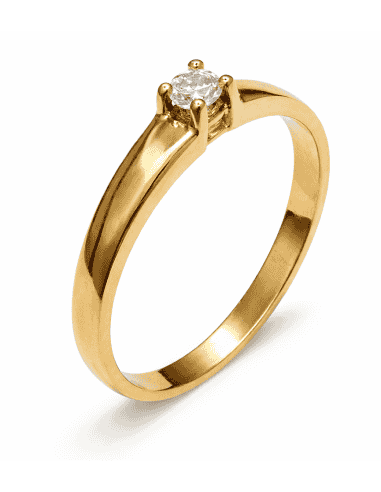 Anillo Solitario para Hombre o Cadete con circonita - Oro Amarillo 18K