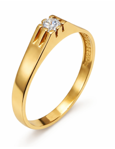 Anillo Solitario para Cadete con circonita - Oro Amarillo 18K