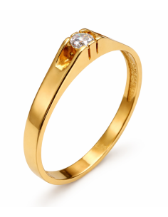 Anillo Solitario para Cadete con circonita - Oro Amarillo 18K