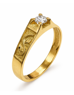 Anillo Solitario para Cadete con circonita - Oro Amarillo 18K