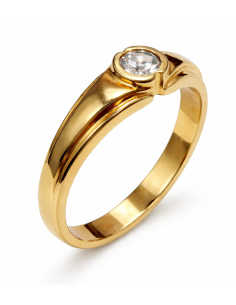 Anillo Solitario para Cadete con circonita - Oro Amarillo 18K