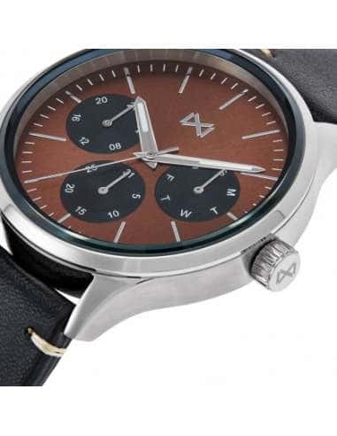 Reloj para Hombre Multifunción con Esfera Marrón y Correa de Piel Negra - Mark Maddox HC7100-47