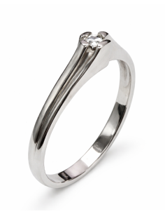 Anillo Solitario para Hombre o cadete con circonita -  Oro Blanco 18K