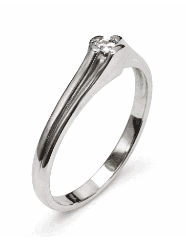 Anillo Solitario para Hombre o cadete con circonita -  Oro Blanco 18K