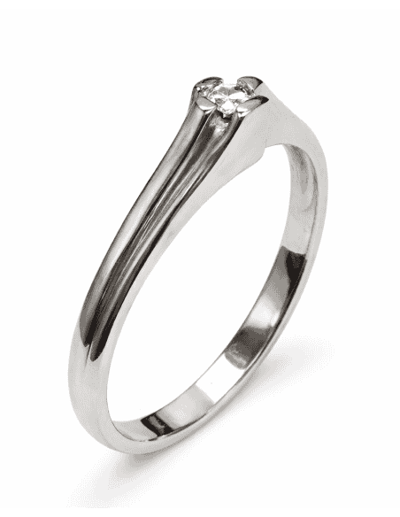 Anillo Solitario para Hombre o cadete con circonita -  Oro Blanco 18K