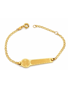 Pulsera Esclava Infantil Chapa con reloj - Oro Amarillo 9K