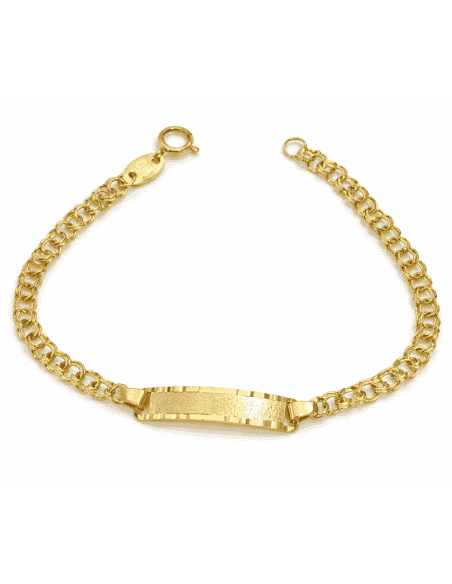 Pulsera Esclava Infantil Chapa Rectangular - Oro Amarillo 9K