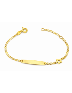 Pulsera Esclava Infantil con Chapa y Motivo de Flor – Oro amarillo 9K