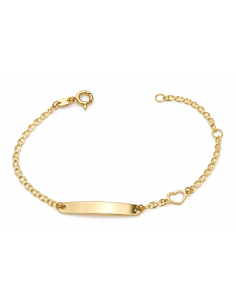 Pulsera Esclava Infantil con Chapa y Motivo de Corazón – Oro Amarillo 9K