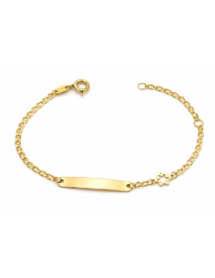Pulsera Esclava Infantil  con Chapa y Motivo de Estrella – Oro Amarillo 9K