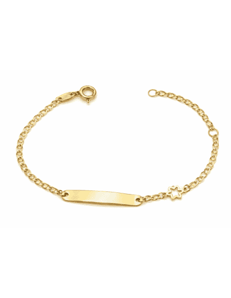 Pulsera Esclava Infantil  con Chapa y Motivo de Estrella – Oro Amarillo 9K