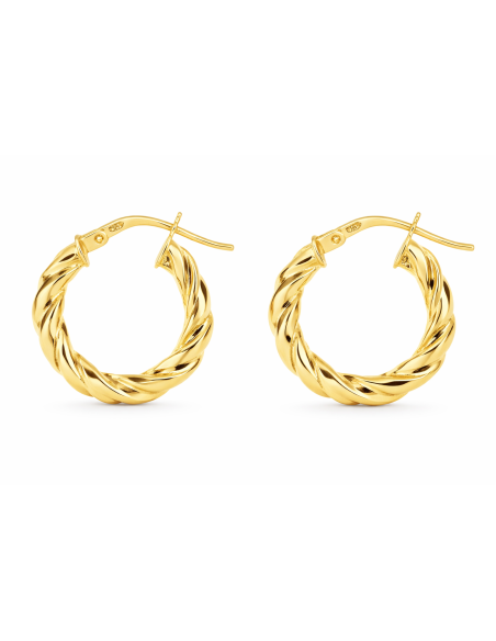 Pendientes Aro Trenzado de 11.5 mm Diametro – Oro Amarillo 9K