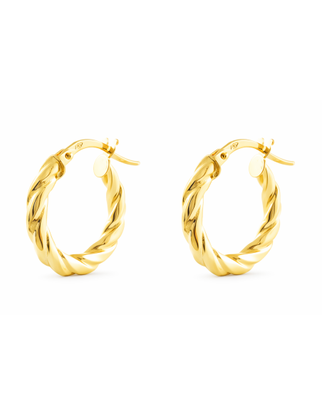 Pendientes Aro Trenzado de 11.5 mm Diametro – Oro Amarillo 9K
