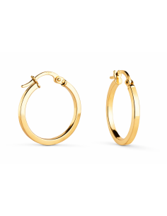 Pendientes  Aro con Forma Cuadrada de 15 mm – Oro Amarillo 9K