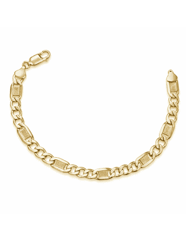 Pulsera para Caballero Eslabones Tallados - Oro Amarillo 9k