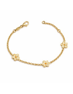 Pulsera infantil con Flores Esmaltadas  - Oro amarillo 18K