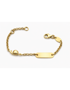 Pulsera Esclava Infantil cadena rolón con un colgante en forma de ballena - Oro Amarillo 18K