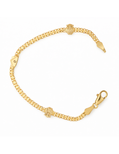 Pulsera infantil con dos búhos y una casita - Oro Amarillo 18K