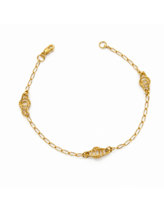 Pulsera infantil con eslabones decorativos calados - Oro Amarillo 18K