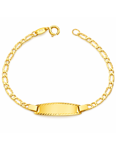 Pulsera Esclava infantil cadena 1x1 eslabones biselados - Oro Amarillo 18K