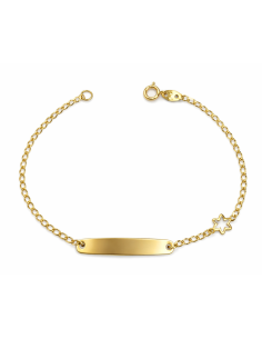 Pulsera Esclava infantil cadena  y Osito Estrella- Oro Amarillo 18K