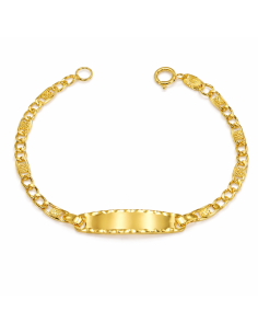 Pulsera Esclava Infantil con Chapa Tallada - Oro Amarillo 18K